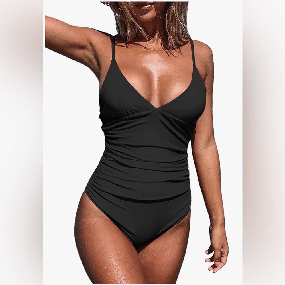 Women's One Piece Swimsuit Tummy Control V Neck
Bathing Suits Size Medium Bin I